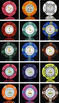 25pcs/lot Monte Carlo Poker Chips-uri în Lut 14g Foaie de Fier Autocolant de Cazinou Jetton jucător de Poker place