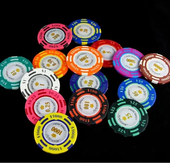 25pcs/lot Monte Carlo Poker Chips-uri în Lut 14g Foaie de Fier Autocolant de Cazinou Jetton jucător de Poker place