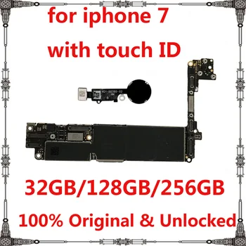 32GB de 128GB, 256GB Original placa de baza pentru iphone 7 cu / fara touch ID-ul deblocat pentru iphone 7 placa de baza cu deplină chips-uri