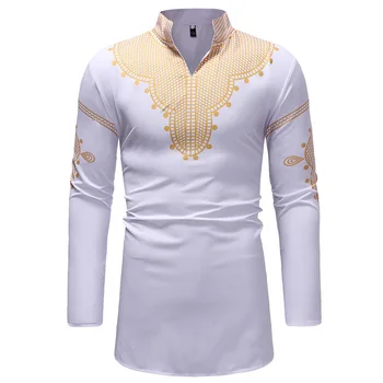 African Rochii pentru Bărbați 3D Dashiki Imprimare Full Camasa cu Maneci Bazin V-neck T-shirt de sex Masculin Etnice Tradiționale Trib Stil Topuri Tinuta