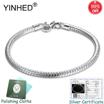 Trimite Argint Certificat! YINHED 925 Sterling Silver Snake Os Lanț Brățară pentru Femei Bijuterii de Moda S925 Ștampilată ZB026
