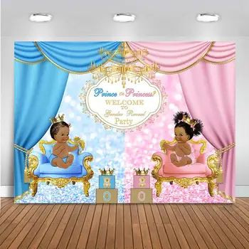 Regală Prințul sau Prințesa de Gen Dezvăluie Partid Decor Fetita Baiat de Fundal de culoare Roz sau Albastru, Roz Baby shower Party Banner