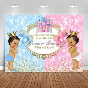 Regală Prințul sau Prințesa de Gen Dezvăluie Partid Decor Fetita Baiat de Fundal de culoare Roz sau Albastru, Roz Baby shower Party Banner