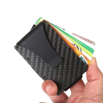 Bărbați din Oțel Inoxidabil, Fibra de Carbon Titularul Cardului de Credit Non-scanare Metal Portofel Geanta de sex Masculin Titularul Cardului de Afaceri Elastic Slim Clip