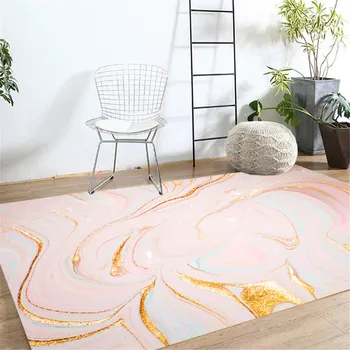 Rezumat Aur Roz de Marmură Nordic Covor Moda Simplu Covor pe Podea Fata Covor pentru Dormitor, Camera de zi Noptiera Preș Preș