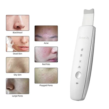 6-ÎN-1 Facial Skin Scrubber Red&Blue LED Foton Terapie EMS cu Ultrasunete Porilor Deep Cleaner Peeling Negru de Exfoliere Lopata