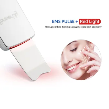 6-ÎN-1 Facial Skin Scrubber Red&Blue LED Foton Terapie EMS cu Ultrasunete Porilor Deep Cleaner Peeling Negru de Exfoliere Lopata