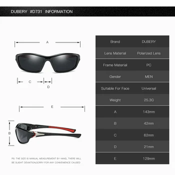 DUBERY Pătrat Stil Sport Polarizat ochelari de Soare pentru Barbati Brand de Design Originale Ochelari de Soare de sex Masculin Ultralight Rama de Ochelari Ochelari de protecție