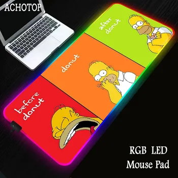 Desene animate Mouse Pad RGB Simpsons Imagine Anti-Alunecare Laptop PC Soareci Mat LED Backlight Mouse pad Optic cu Laser Mouse Gamer Mousepad