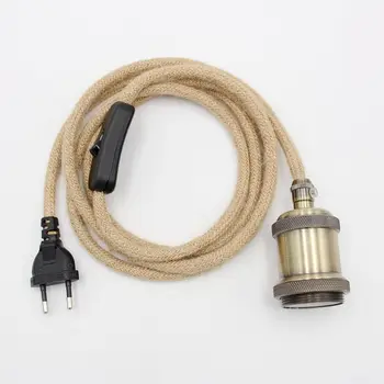 Stil Vintage Cânepă Cordonul Acoperit De Alimentare Cu Europa Plug-In Comutator Si Vintage E27 Bec Lampă Titularului Cablul De Seturi