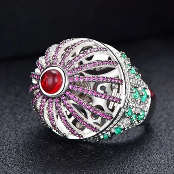 Zlxgirl brand de bijuterii albastru roșu deschide cubic zirconiu de Înaltă calitate de design tubular din cupru inele de nunta pentru femei cel mai bun mireasa inel de aur