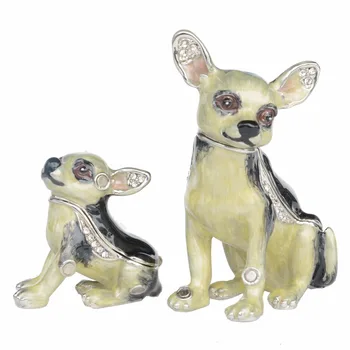 Câine Chihuahua Breloc Cutie de Cositor Manual Caseta de Bijuterii Câine Cifre Cadouri pentru Iubitorii de animale de Companie