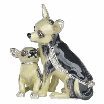 Câine Chihuahua Breloc Cutie de Cositor Manual Caseta de Bijuterii Câine Cifre Cadouri pentru Iubitorii de animale de Companie