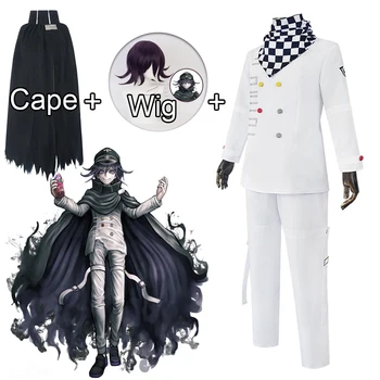 Anime Nou Danganronpa V3 costume Cosplay Ouma Kokichi uniformă Sacou / Pantaloni / Tie / Wig / Cape Costum de Halloween pentru adulti