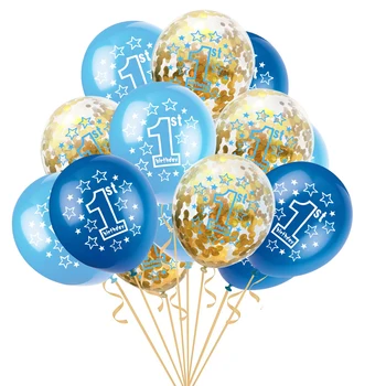 15buc/set Rundă de 12 Inch Baloane din Latex pentru Copii Băieți Fete 1 An mai Veche Sărbătoare Ziua de nastere Decoratiuni Petrecere Copii Cadouri