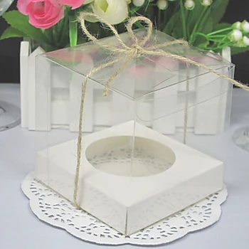 9*9*9cm Transparent Cupcake Cutii Cu Baza în Interiorul Argint caissettes Cupcake Clar Tort Cutie