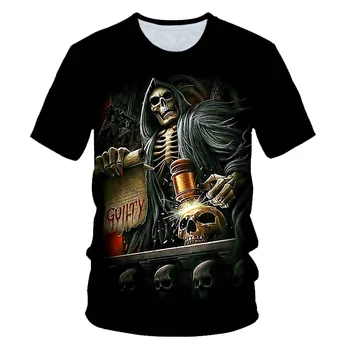 4-20 Ani Copii 3D T-shirt Băieți Fete Craniu Secera Foc tricou Copii Ziua Morții Schelet Imprimat Streetwear Halloween Tricouri