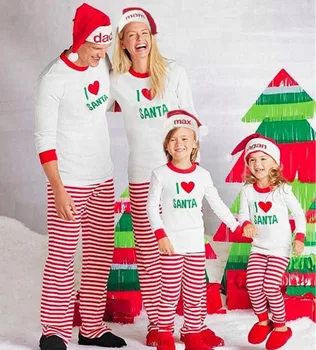 Familie de Potrivire Haine de MOȘ Crăciun Pijamale 2020 Mamă-Fiică, Tată-Fiu Mon Anul Nou Look Familie cu Dungi Set Haine