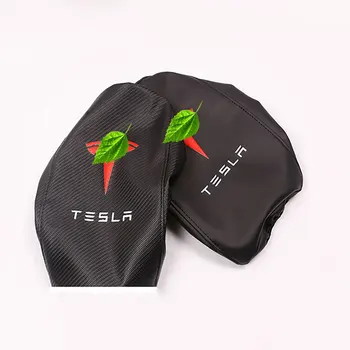 Pentru Tesla Model 3 Cotiera cutie toc central cotiera cutie coperta de Piele din Fibra de Carbon de cereale din Piele Si Piele Neagra