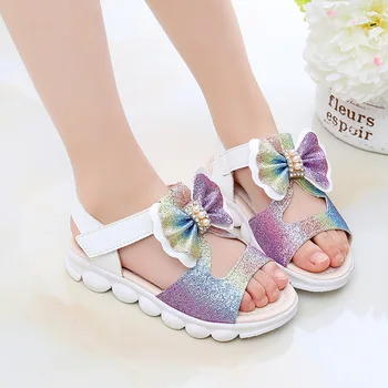 Fata de Încălțăminte de Vară 2020 Fata Noua de Pantofi de Moda de Flori Arc Paiete Printesa Sandale Copilul Sandale