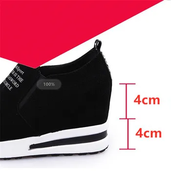 Noi Turma Creșterea Pantofi cu Tocuri Înalte Doamna Casual negru Femei Adidași de Agrement Platforma Pantofi Slip-On Respirabil Înălțime Adidași