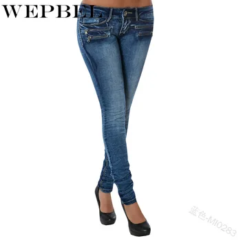WEPBEL Femei Pantaloni Lungi de Blugi Denim Pantaloni Sexy Slim Creion Pantaloni Distrus Slab Dublu Fermoare Elastic Boot Cut Jeans