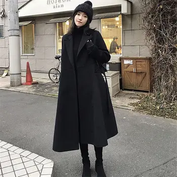 Negru Haină de Lână Femei Fusta de Moda Stil Sacou Canadiană 2019 Toamna și Iarna de Dimensiuni Mari coreean High-end Uza f2150