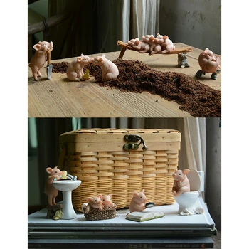 Europa creativă Drăguț rășină porci in miniatura Figurina de masă Meserii zână grădină Simulat animale acasă decorare cadou de Ziua de nastere