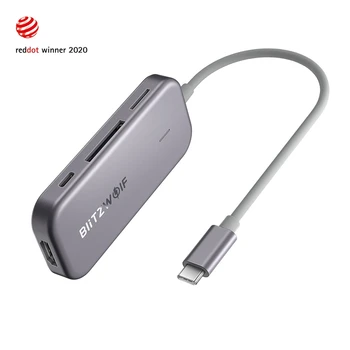 BlitzWolf BW-TH5 7 in 1 USB Date C Hub cu 3 Porturi USB 3.0, Cititor de Card TF PD Încărcare 4K compatibil HDMI pentru Macbook-uri pentru iPad Laptop