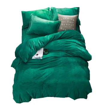 Verde Iarna fleece set de lenjerie de pat AB parte plapuma flanel de lână foaie, plat 3/4buc solid acasă set de pat caroset lenjerie de pat cald