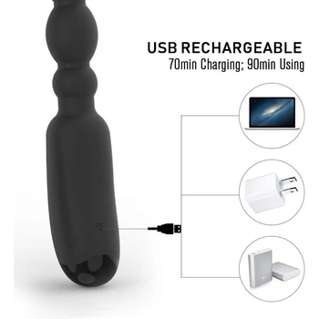 Zerosky Margele Anal Plug Vibrator de Masaj Și Relaxați-vă Fund 7 Frecvența de Vibrație de Încărcare USB IPX6 Impermeabil Sex Anal Jucarii