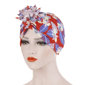2020 femei elegante Musulman floare mare văl pălărie pălărie disc de bumbac flori văl pălărie boho etnice pălărie chimioterapie capac
