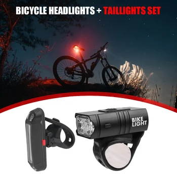 USB Reîncărcabilă LED Biciclete Lumina Set Impermeabil Biciclete T6 cu LED-uri COB LED Stopul Spate de Siguranță Lampa de Avertizare Ciclism