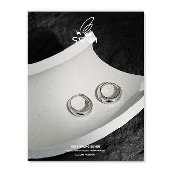 S ' STEEL Geometrice Cercei Pentru Femei Argint 925 Hoop Cercel-coreean Minimalist Modern Cercei Plata 925 Alin Bijuterii