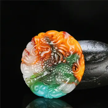 Naturale de Culoare Jad Kirin Dragon Pandantiv Colier Chinez Sculptat manual Farmec Bijuterii de Moda Amuleta Accesorii pentru Bărbați, Femei Cadou