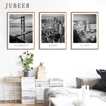 Moderne, New York, Londra, Paris, Oraș arta de Perete Peisaj Postere si Printuri Alb-Negru Imaginile pentru Camera de zi Decor Acasă