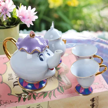 Noi de Stil de Desene animate Ceramice frumoasa si ia Set de Ceai Doamna Potts Chip de Zahăr Oală de ceai ceașcă de Cafea Cadou de Crăciun Repede Post