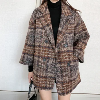 Stil coreean Carouri Lână Mid-lungime Haina Hanorac Femei Manteau Femme Hiver Femei Palton Îmbrăcăminte & Paltoane Jachete de Bază