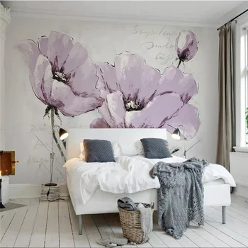 Beibehang tapet Personalizat picturi murale frumoase flori violet Nordic minimalist TV de fundal gazete de perete decor acasă