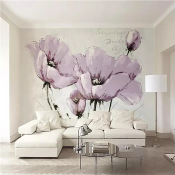 Beibehang tapet Personalizat picturi murale frumoase flori violet Nordic minimalist TV de fundal gazete de perete decor acasă