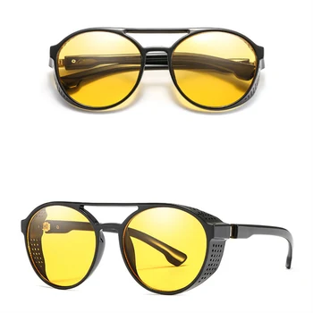 Nouă bărbați ochelari de soare din plastic + metal cadru rotund ochelari de moda doamnelor ochelari de soare brand clasic de conducere de noapte viziune ochelari de protecție