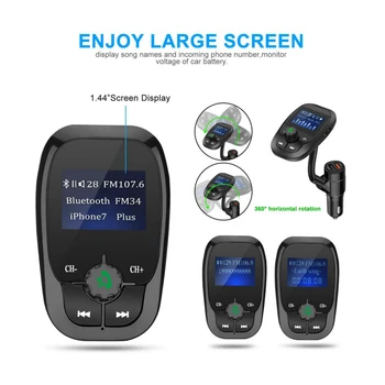 YASOKRO Auto MP3 Player Wireless A2DP Bluetooth HandsFree Car Kit FM Transmițător QC3.0 Quick Charge Suport TF Card/ U Disc