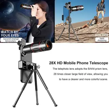 Noul Telefon Mobil aparat de Fotografiat Lentilă. 28X HD Telescop Zoom Obiectiv Macro Pentru Iphone Samsung Smartphone Cu Suport de Telefon Trepied