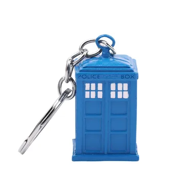 Livrare gratuită de înaltă calitate smalț albastru TARDIS de poliție cutie chei bijuterii lanț cheie inel este potrivit pentru bărbați și femei