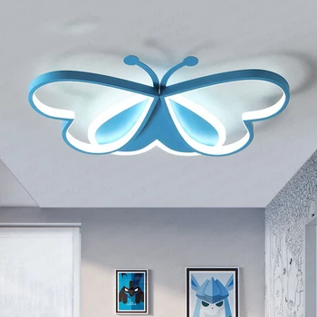 Nordic cameră pentru copii dormitor lumina CONDUSE de plafon lumina roz / albastru desen animat fluture dormitor lumina AC85 - 265V