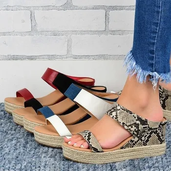 Fierbinte de Vară Retro Pană de Cânepă Slide-uri de Femei de Cauzalitate Confortabil Papuci Femei Piele PU Moale de sex Feminin Pantofi 2020