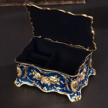 Vintage Dreptunghi Trinket Box Cutie De Bijuterii Ornate Antice Gravate Jewerly Cutie De Depozitare