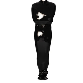 Latex de Cauciuc Natural Cosplay Costum Negru Reglabil Centura de sex Masculin Catsuit Gummi Solid Wetlook Negru Personalizat Marimea XXS-XXL
