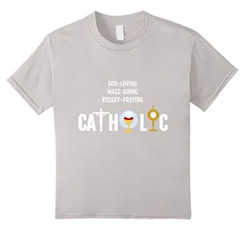 Dumnezeu Iubitoare De Masă-O Rozariu-Ruga Catolică Tricou Credință Barbati Tricouri Topuri Cu Maneci Scurte Din Bumbac De Fitness T-Shirt
