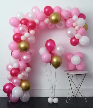 METABLE Roz Baloane de Partid 110 Buc 12 inch Roz si Aur Metalic Perlat Arcada Baloane pentru Nunta, Petrecere Copil de Dus decor